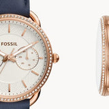 Buy Shop Fossil Tailor White Dial Blue Leather Strap Watch for Women - ES4394 USA Online
