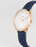 Buy Shop Fossil Tailor White Dial Blue Leather Strap Watch for Women - ES4394 USA Online