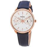 Buy Shop Fossil Tailor White Dial Blue Leather Strap Watch for Women - ES4394 USA Online