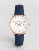 Buy Shop Fossil Tailor White Dial Blue Leather Strap Watch for Women - ES4394 USA Online