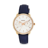 Buy Shop Fossil Tailor White Dial Blue Leather Strap Watch for Women - ES4394 USA Online