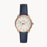 Buy Shop Fossil Tailor White Dial Blue Leather Strap Watch for Women - ES4394 USA Online