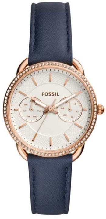 Buy Shop Fossil Tailor White Dial Blue Leather Strap Watch for Women - ES4394 USA Online