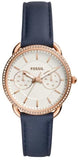Buy Shop Fossil Tailor White Dial Blue Leather Strap Watch for Women - ES4394 USA Online