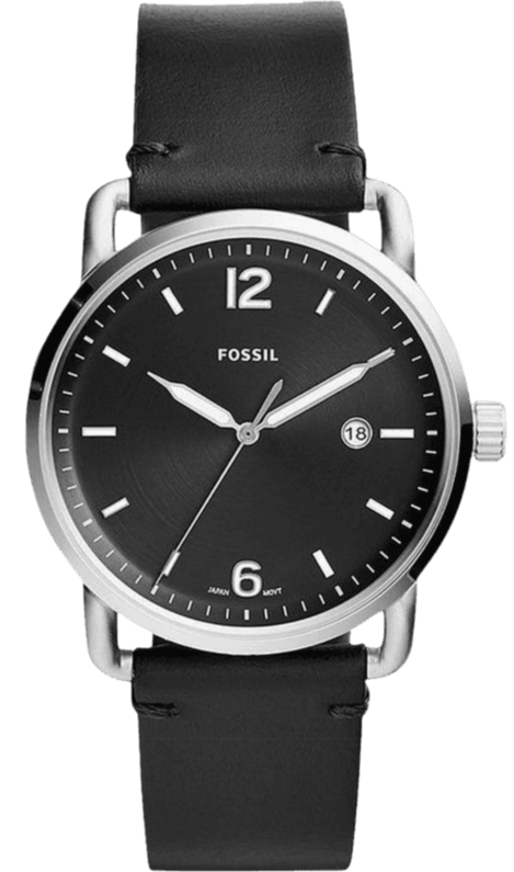 Buy Shop Fossil The Commuter Black Dial Black Leather Strap Watch for Men - FS5406 USA Online