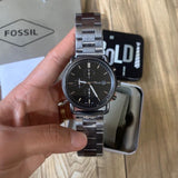 Buy Shop Fossil The Commuter Black Dial Grey Steel Strap Watch for Men - FS5400 USA Online
