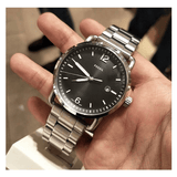 Buy Shop Fossil The Commuter Black Dial Silver Steel Strap Watch for Men - FS5391 USA Online