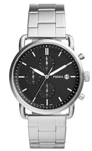 Buy Shop Fossil The Commuter Black Dial Silver Steel Strap Watch for Men - FS5399 USA Online