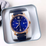 Buy Shop Fossil The Commuter Blue Dial Blue Leather Strap Watch for Men - FS5274 USA Online