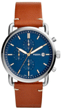 Buy Shop Fossil The Commuter Blue Dial Brown Leather Strap Watch for Men - FS5401 USA Online