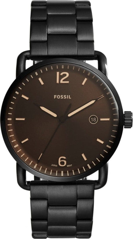 Buy Shop Fossil The Commuter Brown Dial Black Steel Strap Watch for Men - FS5277 USA Online
