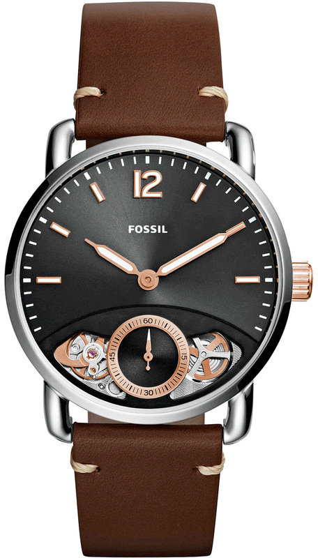 Buy Shop Fossil The Commuter Twist Black Dial Brown Leather Strap Watch for Men - ME1165 USA Online