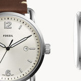 Buy Shop Fossil The Commuter White Dial Brown Leather Strap Watch for Men - FS5275 USA Online