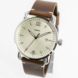 Buy Shop Fossil The Commuter White Dial Brown Leather Strap Watch for Men - FS5275 USA Online