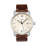 Buy Shop Fossil The Commuter White Dial Brown Leather Strap Watch for Men - FS5275 USA Online