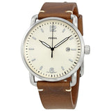 Buy Shop Fossil The Commuter White Dial Brown Leather Strap Watch for Men - FS5275 USA Online