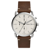 Buy Shop Fossil The Commuter White Dial Brown Leather Strap Watch for Men - FS5402 USA Online