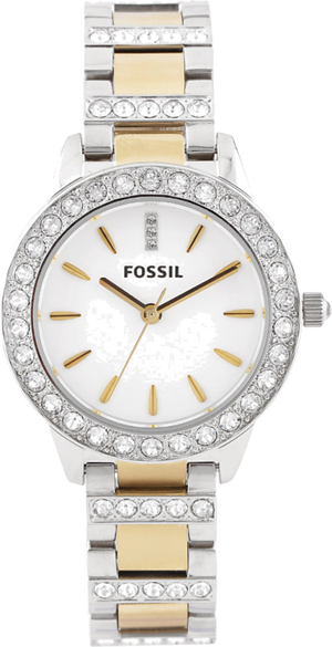 Buy Shop Fossil Jesse Crystals White Dial Two Tone Steel Strap Watch for Women - ES2409 USA Online