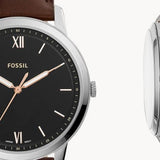 Buy Shop Fossil The Minimalist 3H Black Dial Brown Leather Strap Watch for Men - FS5464 USA Online