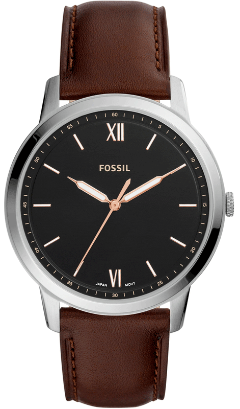 Buy Shop Fossil The Minimalist 3H Black Dial Brown Leather Strap Watch for Men - FS5464 USA Online