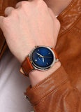 Buy Shop Fossil The Minimalist 3H Blue Dial Brown Leather Strap Watch for Men - FS5499 USA Online