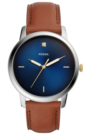 Buy Shop Fossil The Minimalist 3H Blue Dial Brown Leather Strap Watch for Men - FS5499 USA Online