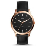 Buy Shop Fossil The Minimalist Black Dial Black Leather Strap Watch for Men - FS5376 USA Online