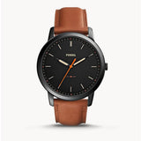Buy Shop Fossil The Minimalist Black Dial Brown Leather Strap Watch for Men - FS5305 USA Online