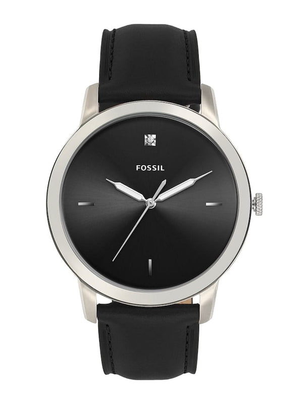 Buy Shop Fossil The Minimalist Carbon Series Black Dial Black Leather Strap Watch for Men - FS5497 USA Online