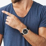 Buy Shop Fossil The Minimalist Three Hand Black Dial Black Leather Strap Watch for Men - FS5398 USA Online