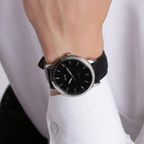 Buy Shop Fossil The Minimalist Three Hand Black Dial Black Leather Strap Watch for Men - FS5398 USA Online