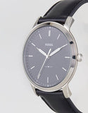 Buy Shop Fossil The Minimalist Three Hand Black Dial Black Leather Strap Watch for Men - FS5398 USA Online