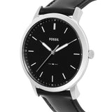 Buy Shop Fossil The Minimalist Three Hand Black Dial Black Leather Strap Watch for Men - FS5398 USA Online