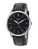 Buy Shop Fossil The Minimalist Three Hand Black Dial Black Leather Strap Watch for Men - FS5398 USA Online