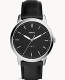 Buy Shop Fossil The Minimalist Three Hand Black Dial Black Leather Strap Watch for Men - FS5398 USA Online