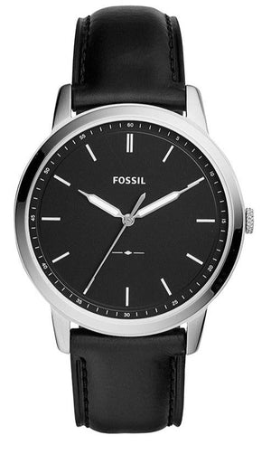 Buy Shop Fossil The Minimalist Three Hand Black Dial Black Leather Strap Watch for Men - FS5398 USA Online