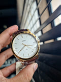 Buy Shop Fossil The Minimalist White Dial Brown Leather Strap Watch for Men - FS5397 USA Online
