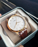 Buy Shop Fossil The Minimalist White Dial Brown Leather Strap Watch for Men - FS5397 USA Online