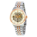 Buy Shop Fossil Townsman Automatic Skeleton White Dial Two Tone Steel Strap Watch for Men - ME3075 USA Online