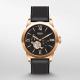 Buy Shop Fossil Townsman Automatic Black Dial Black Leather Strap Watch for Men - ME3170 USA Online