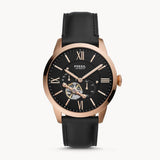 Buy Shop Fossil Townsman Automatic Black Dial Black Leather Strap Watch for Men - ME3170 USA Online
