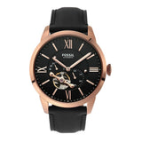 Buy Shop Fossil Townsman Automatic Black Dial Black Leather Strap Watch for Men - ME3170 USA Online