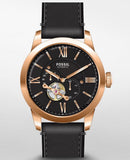 Buy Shop Fossil Townsman Automatic Black Dial Black Leather Strap Watch for Men - ME3170 USA Online