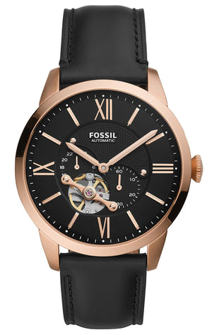 Buy Shop Fossil Townsman Automatic Black Dial Black Leather Strap Watch for Men - ME3170 USA Online