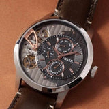 Buy Shop Fossil Townsman Automatic Black Dial Brown Leather Strap Watch for Men - ME1163 USA Online