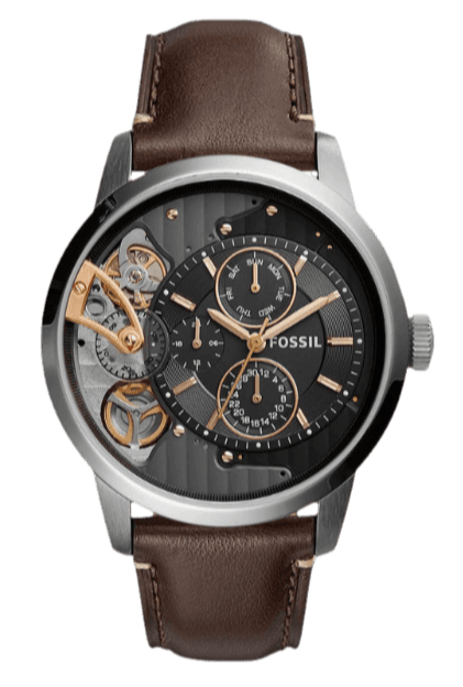 Buy Shop Fossil Townsman Automatic Black Dial Brown Leather Strap Watch for Men - ME1163 USA Online