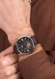 Buy Shop Fossil Townsman Automatic Black Dial Brown Leather Strap Watch for Men - ME3061 USA Online