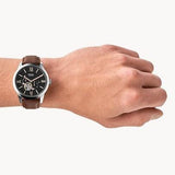 Buy Shop Fossil Townsman Automatic Black Dial Brown Leather Strap Watch for Men - ME3061 USA Online