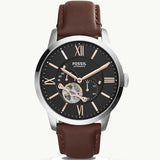 Buy Shop Fossil Townsman Automatic Black Dial Brown Leather Strap Watch for Men - ME3061 USA Online