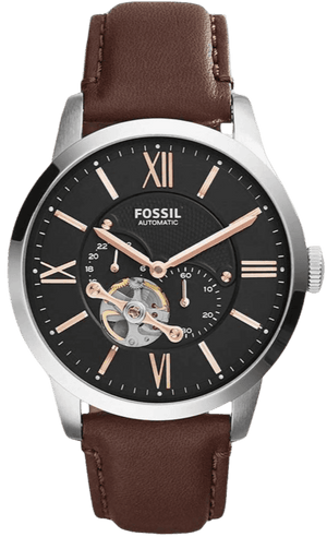 Buy Shop Fossil Townsman Automatic Black Dial Brown Leather Strap Watch for Men - ME3061 USA Online